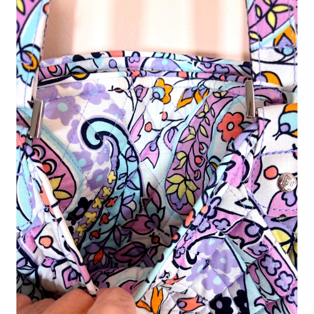 Vera Bradley Quilted Large Glenna Tote Maddalena Paisley Purple Orange Yellow - Picture 11 of 13